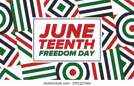 10. Unabhängigkeitstag. Freiheit oder Emanzipationstag. Jährlicher amerikanischer Feiertag, gefeiert am 19. Juni. Geschichte und Erbe Afrikas. Poster, Grußkarte, Banner und Hintergrund. Vektorgrafik