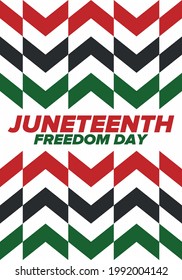 10. Unabhängigkeitstag. Freiheit oder Emanzipationstag. Jährlicher amerikanischer Feiertag, gefeiert am 19. Juni. Geschichte und Erbe Afrikas. Poster, Grußkarte, Banner und Hintergrund. Vektorgrafik