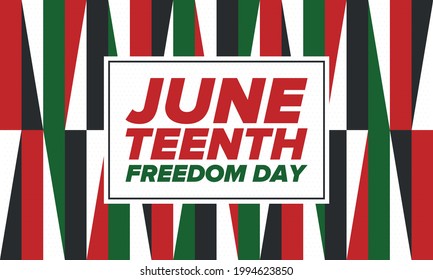 10. Unabhängigkeitstag. Freiheit oder Emanzipationstag. Jährlicher amerikanischer Feiertag, gefeiert am 19. Juni. Geschichte und Erbe Afrikas. Poster, Grußkarte, Banner und Hintergrund. Vektorgrafik