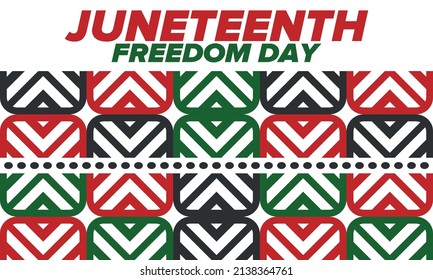 Juneteenth Independence Day. Freedom or Emancipation day. Annual american holiday, celebrated in June 19. African-American history and heritage. Poster, greeting card, banner and background. Vector