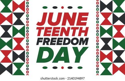 Juneteenth Independence Day. Freedom or Emancipation day. Annual american holiday, celebrated in June 19. African-American history and heritage. Poster, greeting card, banner and background. Vector