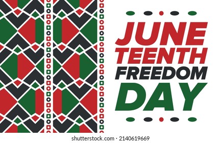 Juneteenth Independence Day. Freedom or Emancipation day. Annual american holiday, celebrated in June 19. African-American history and heritage. Poster, greeting card, banner and background. Vector