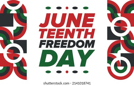 Juneteenth Independence Day. Freedom or Emancipation day. Annual american holiday, celebrated in June 19. African-American history and heritage. Poster, greeting card, banner and background. Vector