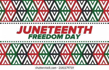 10. Unabhängigkeitstag. Freiheit oder Emanzipationstag. Jährlicher amerikanischer Feiertag, gefeiert am 19. Juni. Geschichte und Erbe Afrikas. Poster, Grußkarte, Banner und Hintergrund. Vektorgrafik
