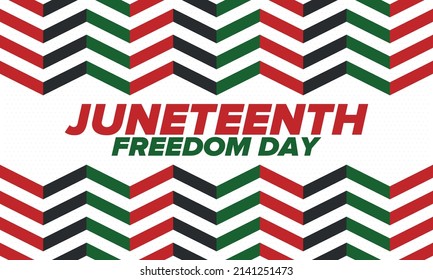 Juneteenth Independence Day. Freedom or Emancipation day. Annual american holiday, celebrated in June 19. African-American history and heritage. Poster, greeting card, banner and background. Vector