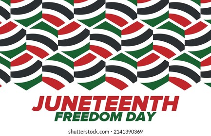 Juneteenth Independence Day. Freedom or Emancipation day. Annual american holiday, celebrated in June 19. African-American history and heritage. Poster, greeting card, banner and background. Vector