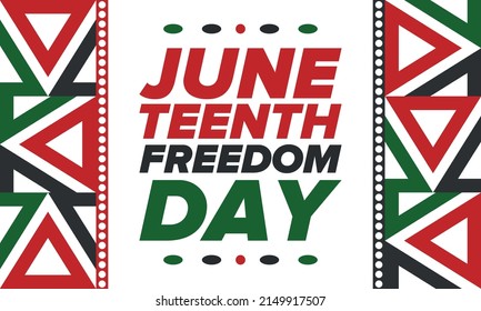 10. Unabhängigkeitstag. Freiheit oder Emanzipationstag. Jährlicher amerikanischer Feiertag, gefeiert am 19. Juni. Geschichte und Erbe Afrikas. Poster, Grußkarte, Banner und Hintergrund. Vektorgrafik