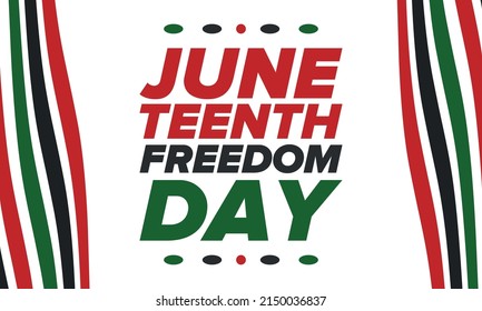 10. Unabhängigkeitstag. Freiheit oder Emanzipationstag. Jährlicher amerikanischer Feiertag, gefeiert am 19. Juni. Geschichte und Erbe Afrikas. Poster, Grußkarte, Banner und Hintergrund. Vektorgrafik