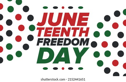 Juneteenth Independence Day. Freedom or Emancipation day. Annual american holiday, celebrated in June 19. African-American history and heritage. Poster, greeting card, banner and background. Vector