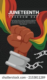 Juneteenth Independence Day. Freedom or Emancipation day. Annual american holiday, celebrated in June 19. African-American history and heritage. Poster, greeting card, banner and background. Vector