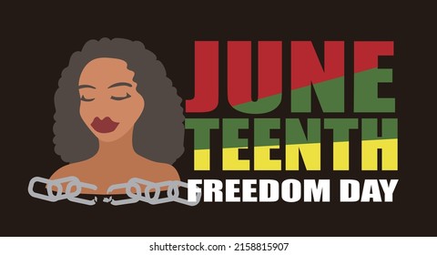 Juneteenth Independence Day. Freedom or Emancipation day. Annual american holiday. Poster, greeting card, banner and background.