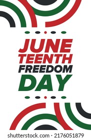 Juneteenth Independence Day. Freedom or Emancipation day. Annual american holiday, celebrated in June 19. African-American history and heritage. Poster, greeting card, banner and background. Vector