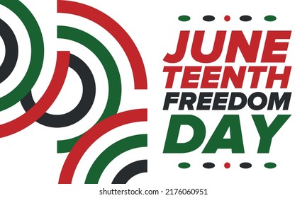 Juneteenth Independence Day. Freedom or Emancipation day. Annual american holiday, celebrated in June 19. African-American history and heritage. Poster, greeting card, banner and background. Vector