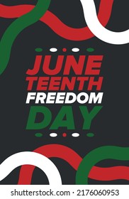 Juneteenth Independence Day. Freedom or Emancipation day. Annual american holiday, celebrated in June 19. African-American history and heritage. Poster, greeting card, banner and background. Vector