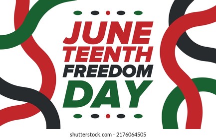 Juneteenth Independence Day. Freedom or Emancipation day. Annual american holiday, celebrated in June 19. African-American history and heritage. Poster, greeting card, banner and background. Vector