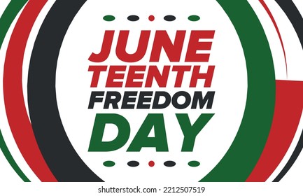 Juneteenth Independence Day. Freedom or Emancipation day. Annual american holiday, celebrated in June 19. African-American history and heritage. Poster, greeting card, banner and background. Vector