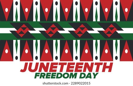 Juneteenth Independence Day. Freedom or Emancipation day. Annual american holiday, celebrated in June 19. African-American history and heritage. Poster, greeting card, banner and background. Vector