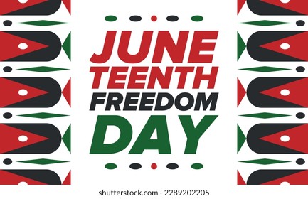 Juneteenth Independence Day. Freedom or Emancipation day. Annual american holiday, celebrated in June 19. African-American history and heritage. Poster, greeting card, banner and background. Vector