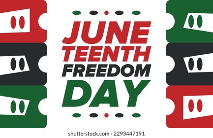 Juneteenth Independence Day. Freedom or Emancipation day. Annual american holiday, celebrated in June 19. African-American history and heritage. Poster, greeting card, banner and background. Vector