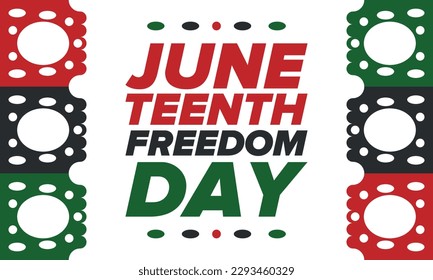 Juneteenth Independence Day. Freedom or Emancipation day. Annual american holiday, celebrated in June 19. African-American history and heritage. Poster, greeting card, banner and background. Vector