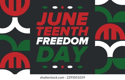 Juneteenth Independence Day. Freedom or Emancipation day. Annual american holiday, celebrated in June 19. African-American history and heritage. Poster, greeting card, banner and background. Vector