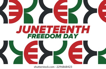 Juneteenth Independence Day. Freedom or Emancipation day. Annual american holiday, celebrated in June 19. African-American history and heritage. Poster, greeting card, banner and background. Vector