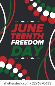 Juneteenth Independence Day. Freedom or Emancipation day. Annual american holiday, celebrated in June 19. African-American history and heritage. Poster, greeting card, banner and background. Vector