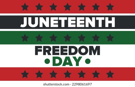 10. Unabhängigkeitstag. Freiheit oder Emanzipationstag. Jährlicher amerikanischer Feiertag, gefeiert am 19. Juni. Geschichte und Erbe Afrikas. Poster, Grußkarte, Banner und Hintergrund. Vektorgrafik