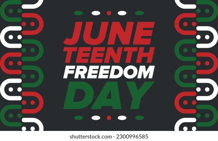 Juneteenth Independence Day. Freedom or Emancipation day. Annual american holiday, celebrated in June 19. African-American history and heritage. Poster, greeting card, banner and background. Vector