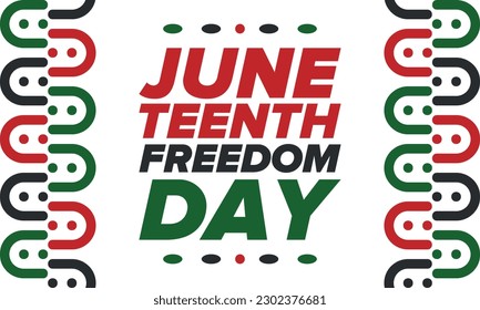Juneteenth Independence Day. Freedom or Emancipation day. Annual american holiday, celebrated in June 19. African-American history and heritage. Poster, greeting card, banner and background. Vector