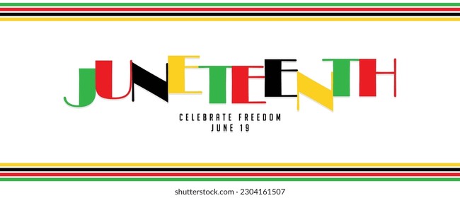 Juneteenth Independence Day. Freedom or Emancipation day. Annual American holiday, celebrated in June 19. African-American history and Heritage. Poster, greeting card, banner and background.