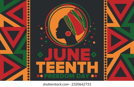10. Unabhängigkeitstag. Freiheit oder Emanzipationstag. Jährlicher amerikanischer Feiertag, gefeiert am 19. Juni. Geschichte und Erbe Afrikas. Poster, Grußkarte, Banner und Hintergrund. Vektorgrafik