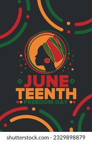 10. Unabhängigkeitstag. Freiheit oder Emanzipationstag. Jährlicher amerikanischer Feiertag, gefeiert am 19. Juni. Geschichte und Erbe Afrikas. Poster, Grußkarte, Banner und Hintergrund. Vektorgrafik