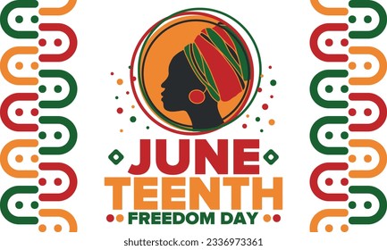 Juneteenth Independence Day. Freedom or Emancipation day. Annual american holiday, celebrated in June 19. African-American history and heritage. Poster, greeting card, banner and background. Vector