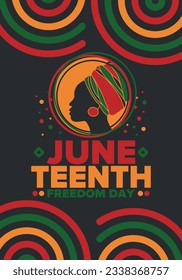 Juneteenth Independence Day. Freedom or Emancipation day. Annual american holiday, celebrated in June 19. African-American history and heritage. Poster, greeting card, banner and background. Vector