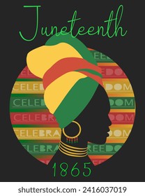 10. Unabhängigkeitstag. Freiheit oder Emanzipationstag. . Geschichte und Erbe Afrikas. Silhouette einer schwarzen Afroamerikanerin. Poster, Grußkarte, Banner und Hintergrund