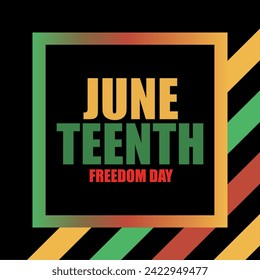 Juneteenth Independence Day. Freedom or Emancipation day. Annual american holiday, celebrated in June 19. African-American history and heritage. Poster, greeting card, banner and background. Vector