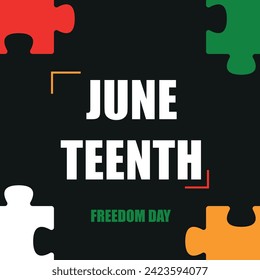 Juneteenth Independence Day. Freedom or Emancipation day. Annual american holiday, celebrated in June 19. African-American history and heritage. Poster, greeting card, banner and background. Vector
