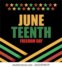 Juneteenth Independence Day. Freedom or Emancipation day. Annual american holiday, celebrated in June 19. African-American history and heritage. Poster, greeting card, banner and background. Vector