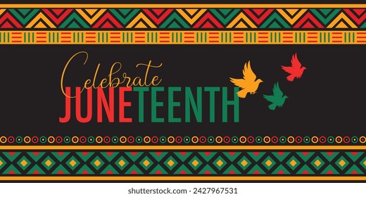 Juneteenth Independence Day. Freedom or Emancipation day. Annual american holiday, celebrated in June 19. African-American history and heritage.