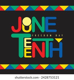 Juneteenth Independence Day. Freedom or Emancipation day. Annual american holiday, celebrated in June 19. African-American history and heritage. Poster, greeting card, banner and background. Vector