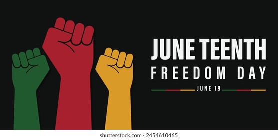 Juneteenth Independence Day. Freedom or Emancipation day. Annual American holiday, celebrating freedom in June 19. African-American history and heritage.