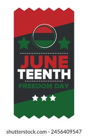 Juneteenth Independence Day. Freedom or Emancipation day. Annual american holiday, celebrated in June 19. African-American history and heritage. Poster, greeting card, banner and background. Vector