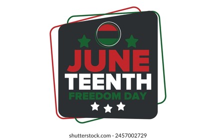 Juneteenth Independence Day. Freedom or Emancipation day. Annual american holiday, celebrated in June 19. African-American history and heritage. Poster, greeting card, banner and background. Vector