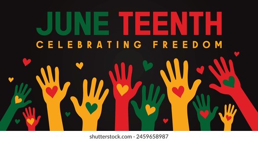 Juneteenth Independence Day. Freedom or Emancipation day. Annual American holiday, celebrated in June 19. African-American history and heritage. 