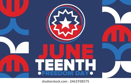 Juneteenth Independence Day. Freedom or Emancipation day. Annual american holiday, celebrated in June 19. African-American history and heritage. Poster, greeting card, banner and background. Vector