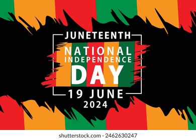 Día de la Independencia Juneteenth. Día de la Libertad o la Emancipación. Fiesta anual americana, celebrada el 19 de junio. Historia y patrimonio afroamericano. Cartel, tarjeta de felicitación, Anuncio y fondo. Vector