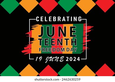 Juneteenth Independence Day. Freedom or Emancipation day. Annual american holiday, celebrated in June 19. African-American history and heritage. Poster, greeting card, banner and background. Vector