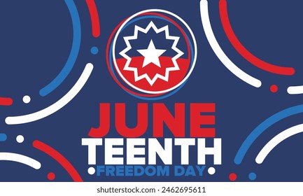 Juneteenth Independence Day. Freedom or Emancipation day. Annual american holiday, celebrated in June 19. African-American history and heritage. Poster, greeting card, banner and background. Vector