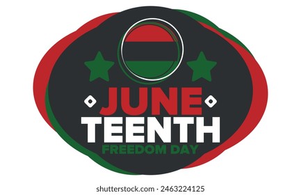 Juneteenth Independence Day. Freedom or Emancipation day. Annual american holiday, celebrated in June 19. African-American history and heritage. Poster, greeting card, banner and background. Vector